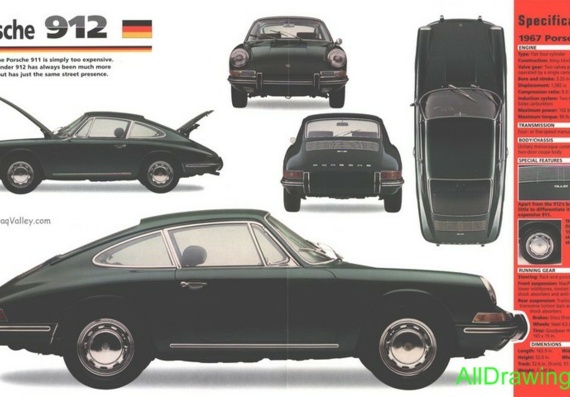 Porsche 912 (1967) (Порше 912 (1967)) - чертежи (рисунки) автомобиля